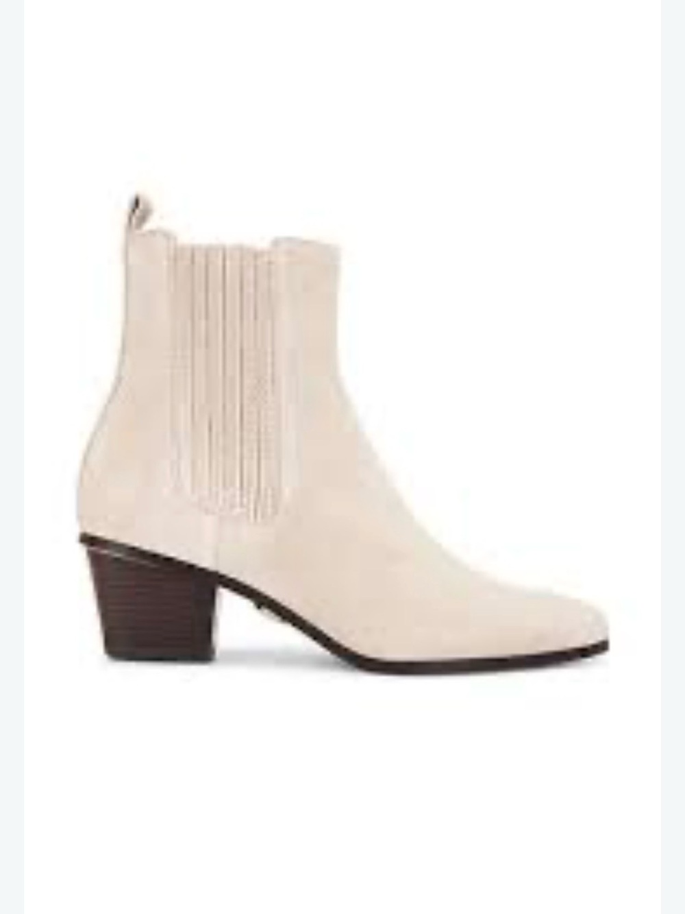 Veronica Beard Cream Suede Chelsea Ankle Boot with Block Heel